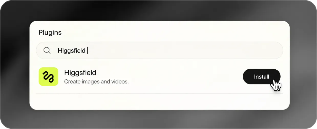 ChatGPT 插件目录中搜索 Higgsfield 并点击 Install
