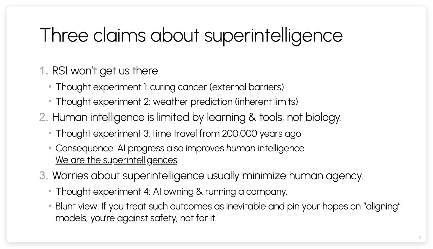 Three claims about superintelligence