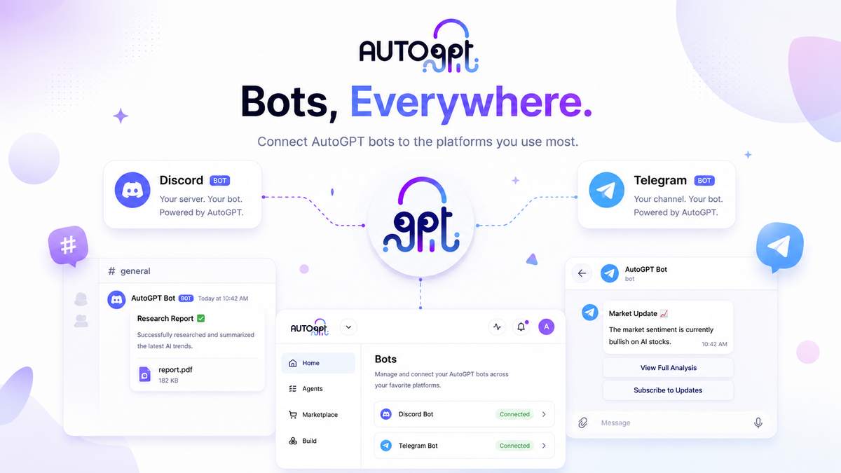 AutoGPT bots, everywhere: connect @AutoGPT to Discord and Telegram