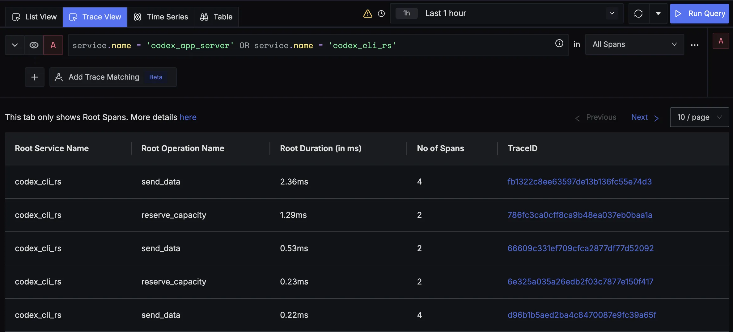 Codex Trace View