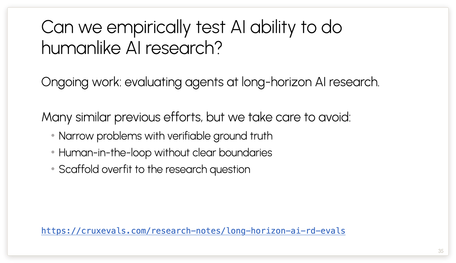 Can we empirically test AI ability to do humanlike AI research?