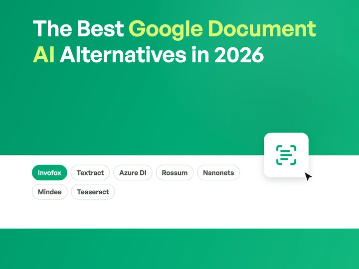 文档 AI 供应商对比网格，作为 Google Cloud Document AI 的替代方案评估