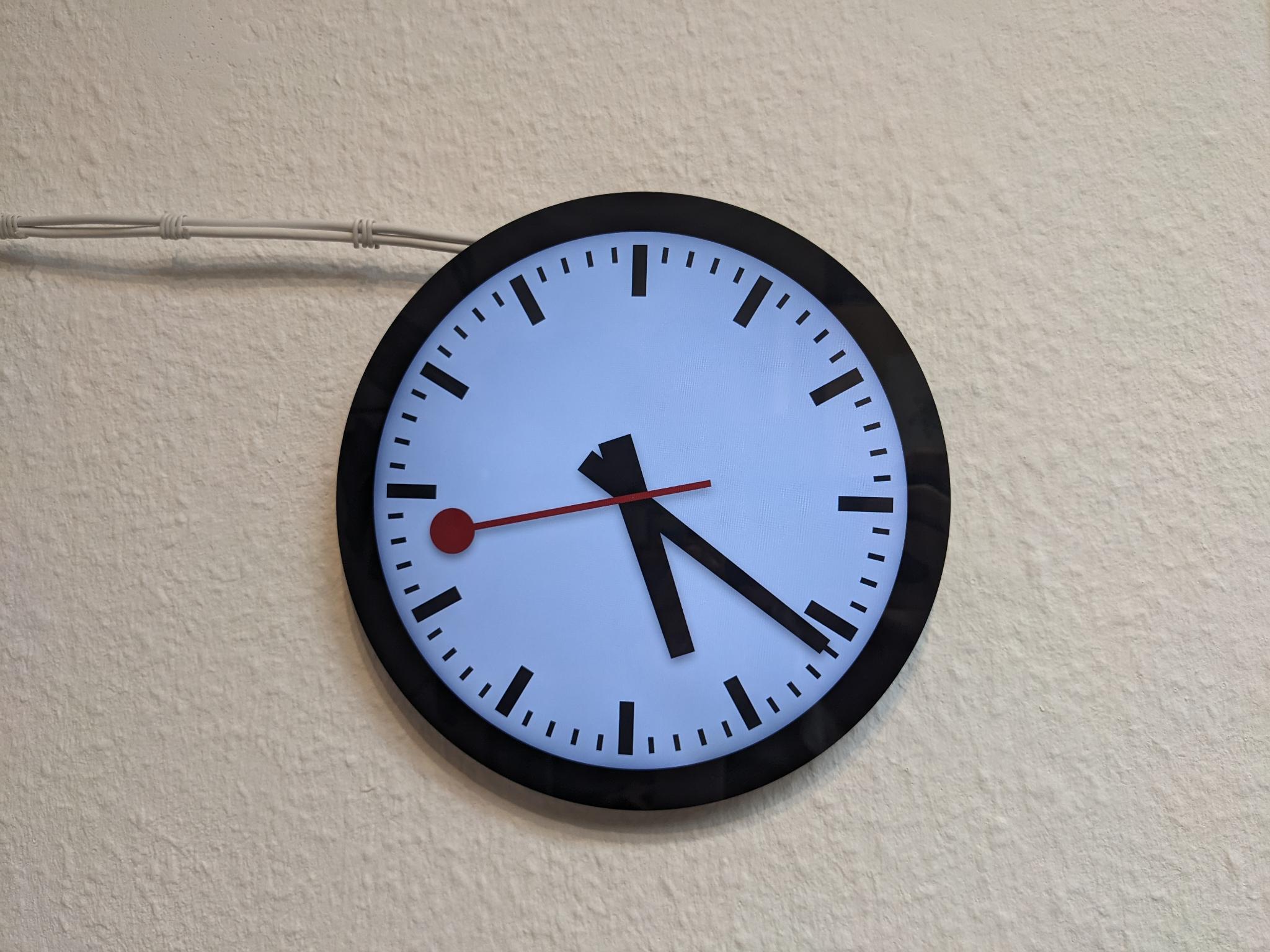 Photo of a clock face with thick black handles
