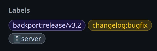 GitHub PR 上的回移植标签