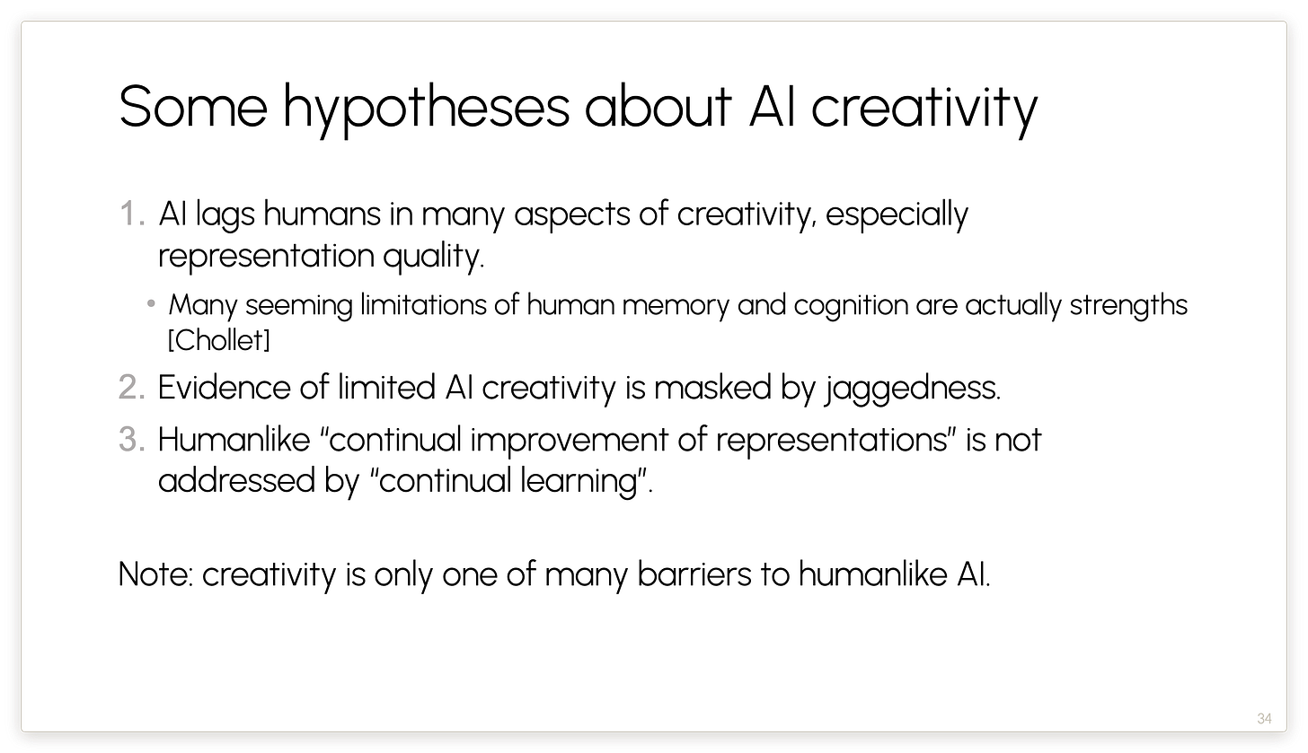 Some hypotheses about AI creativity