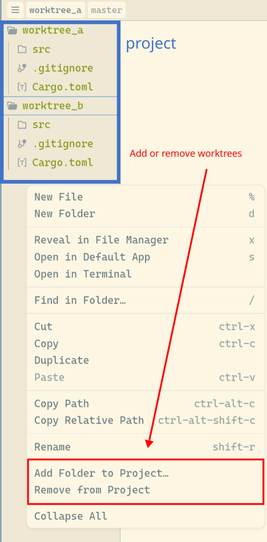 Screenshot for the Worktree feature