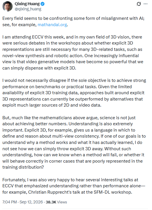 从三维视觉到世界模型：空间智能为何成为 AI 走向物理世界的共同主线？| ECCV 2026复盘