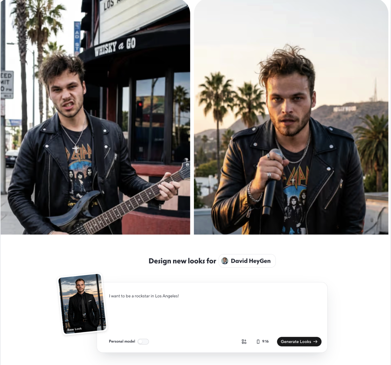 rockstar in Los Angeles 提示词的生成界面与结果