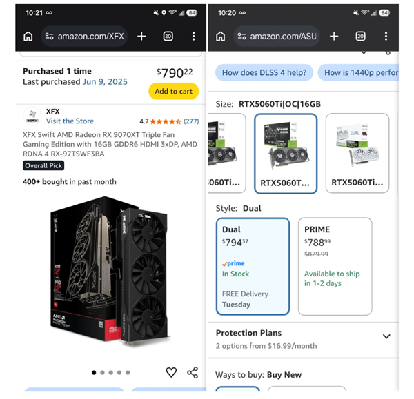 离谱倒挂！RX 9070 XT比RTX 5060 Ti还便宜：价差仅35元