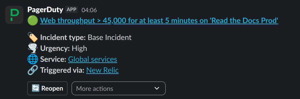 Read the Docs 遭遇每分钟 4.5 万未缓存请求时的 Slack 通知