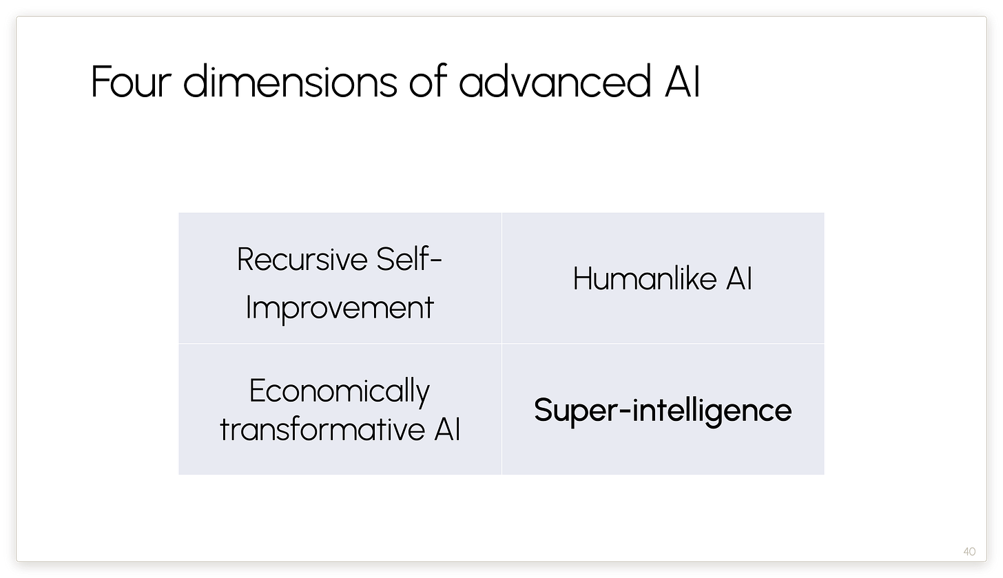 Four dimensions of advanced AI