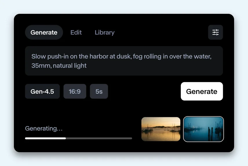 Runway 插件 Generate 面板