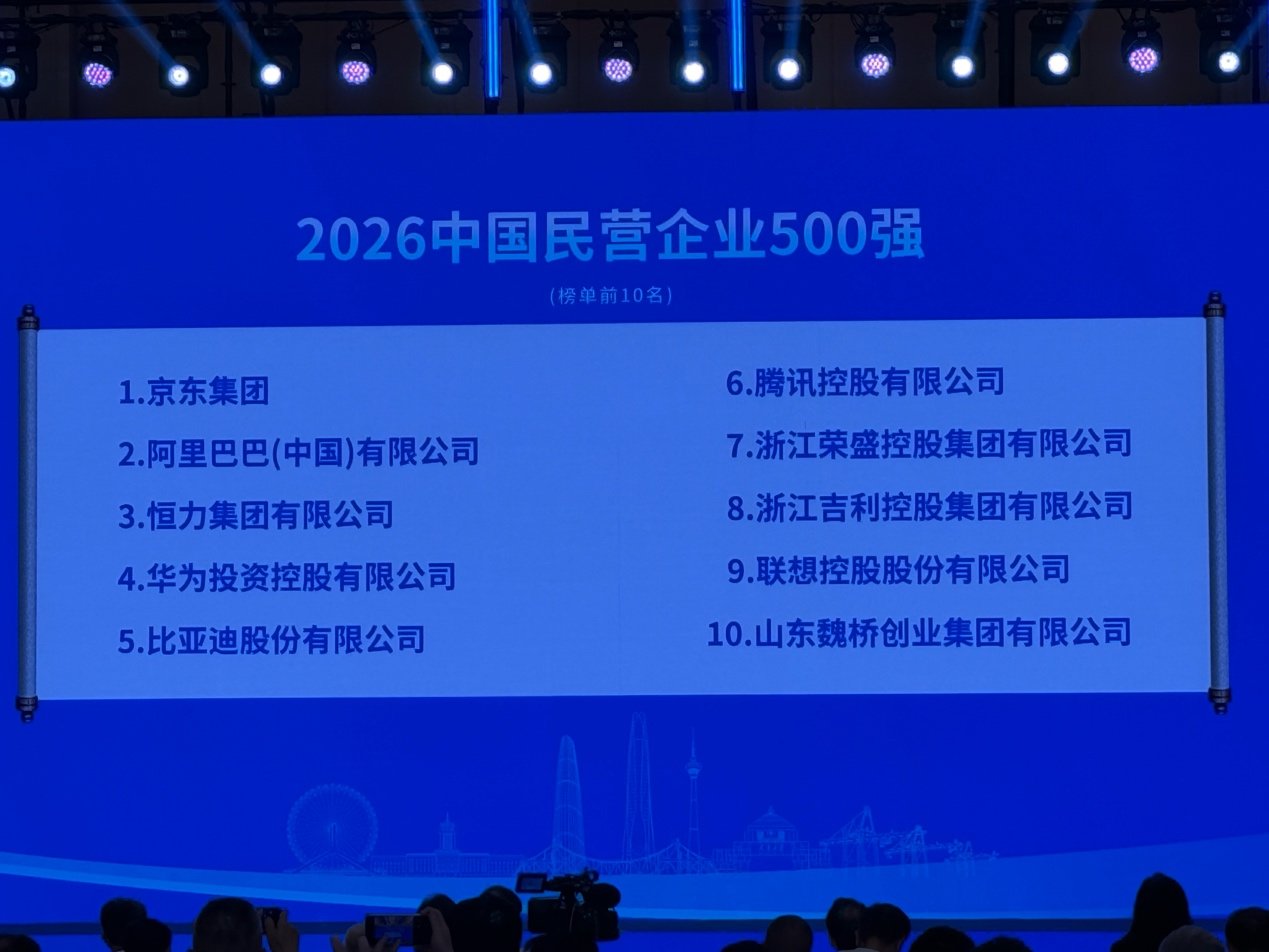 2026 中国民营企业500强发布,华为、腾讯研发投入前二