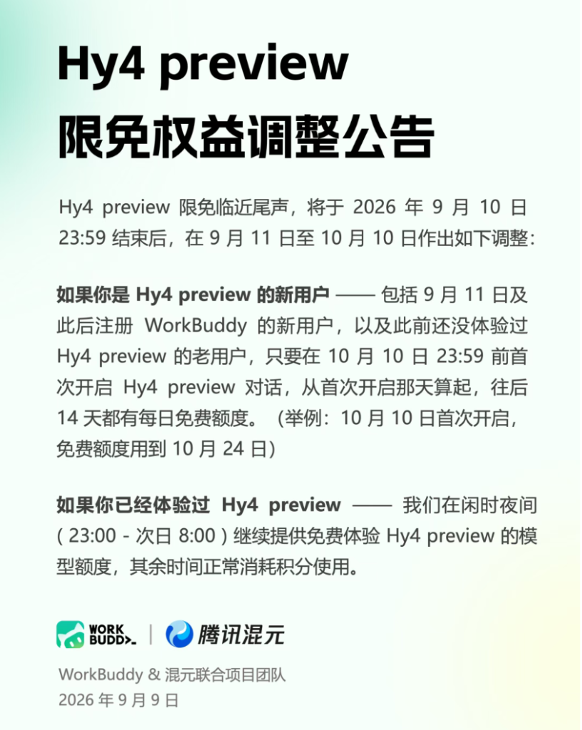Hy4 preview限免权益调整公告